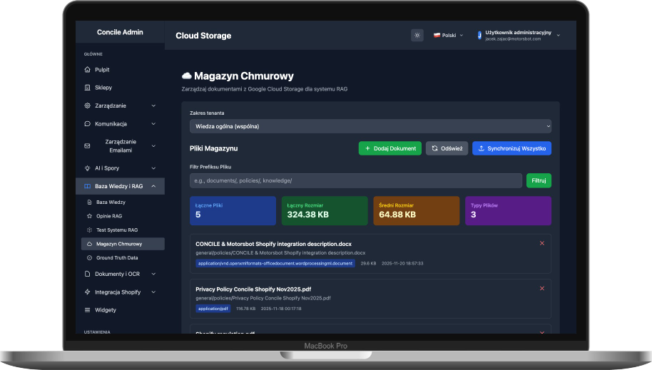 Aplikacja Concile na komputerze - Ekran 2