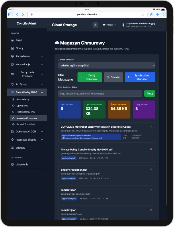Aplikacja Concile na tablecie - Ekran 3
